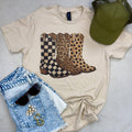 Mixed Print Cowboy Boots Tee Unisex , , , Long Sleeve Tee
