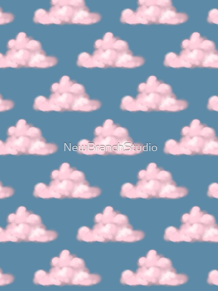 Cotton candy pink clouds pattern by NewBranchStudio Unisex , , , Long Sleeve Tee