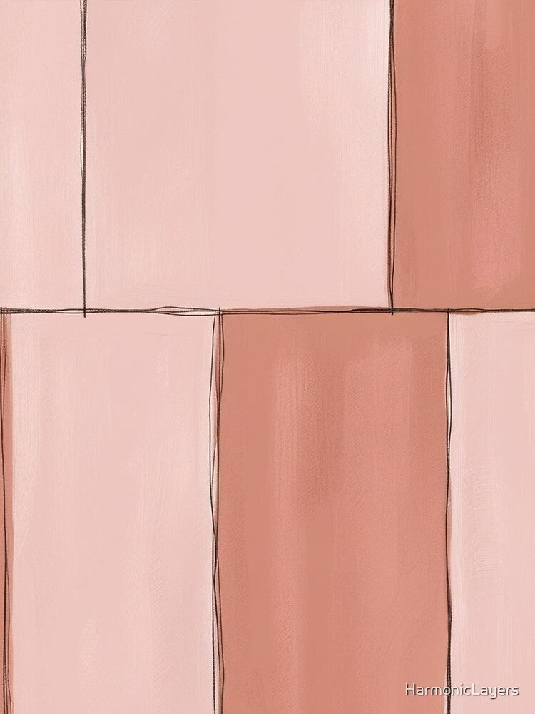 Geometric Minimalist Abstract in Pink and Brown – Modern Wall Art by Harmonic_Layers