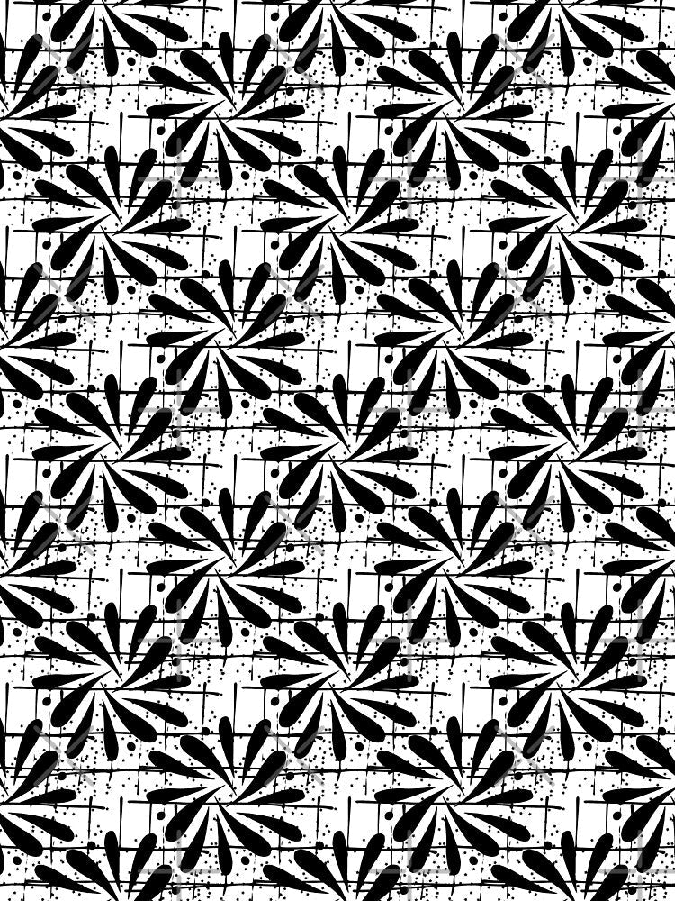 Black over White Abstract Art Flower Pattern by BrightMint Unisex , , , Long Sleeve Tee