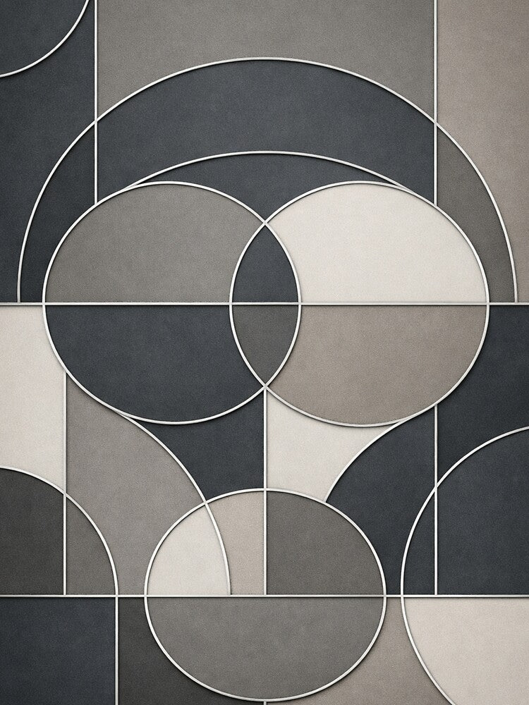 Silver Accent Geometric Minimal Wallpaper by Ve & Co Unisex , , , Long Sleeve Tee