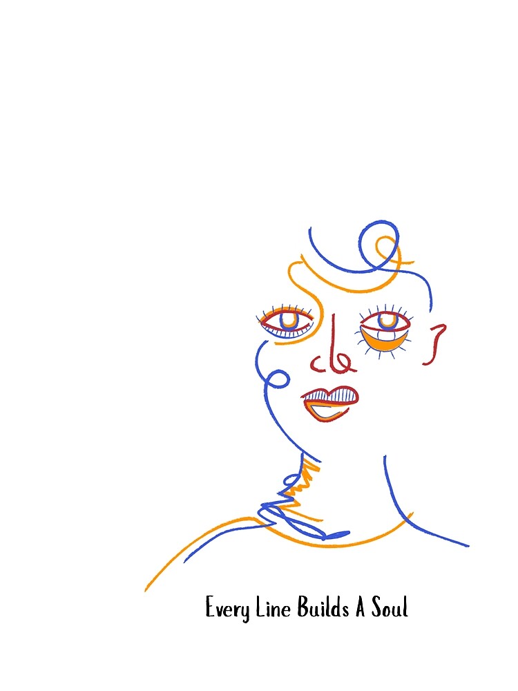 Every Line Builds A Soul - Abstract Face Line Art Illustration by CatberryStudio