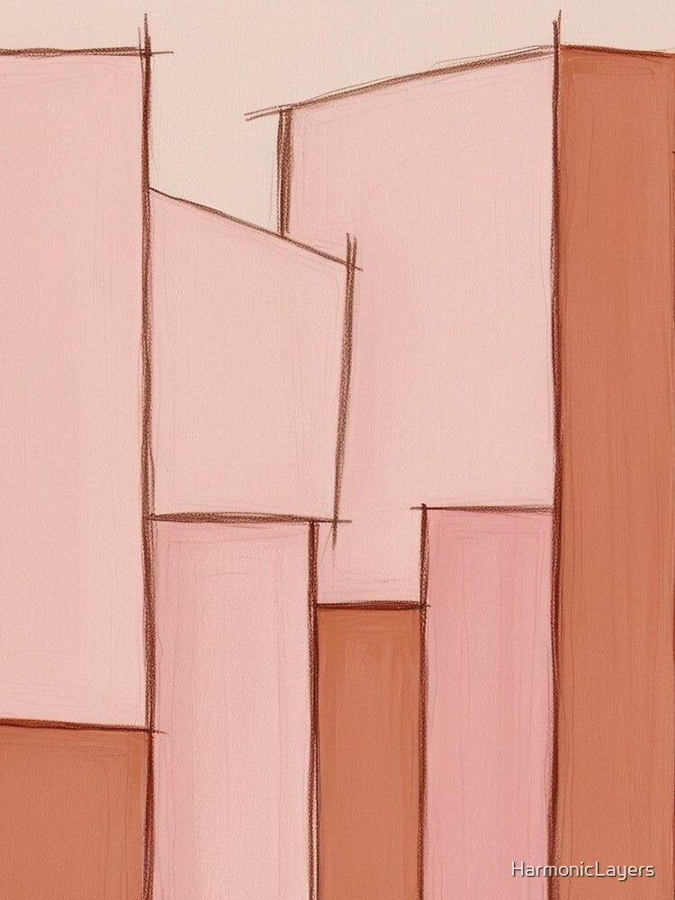 Abstract Minimalist in Pink and Browns – Soft Geometric Wall Art by Harmonic_Layers