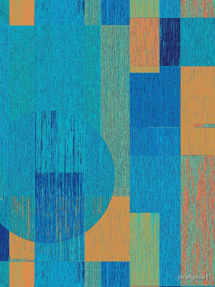 Modern Retro Geometric Blue Orange Green by jocelynsart