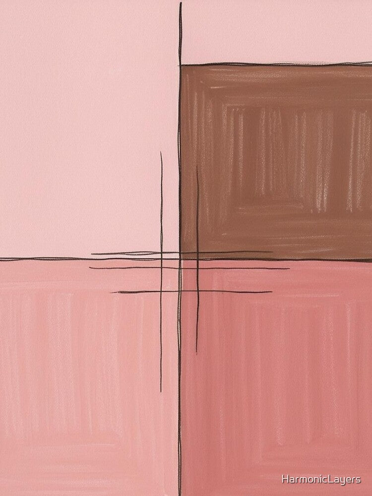 Minimalist Pink and Brown Abstract with Line Art – Modern Wall Decor by Harmonic_Layers