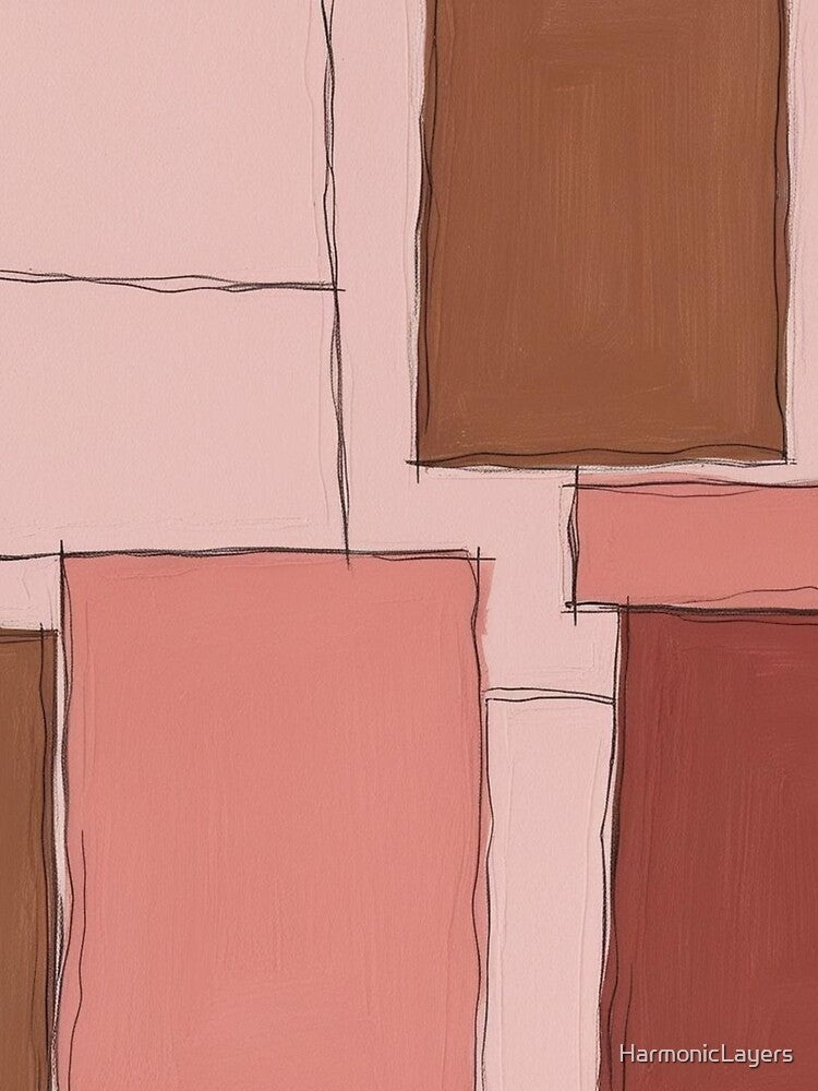 Modern Abstract Minimalist in Warm Pink and Brown Tones by Harmonic_Layers
