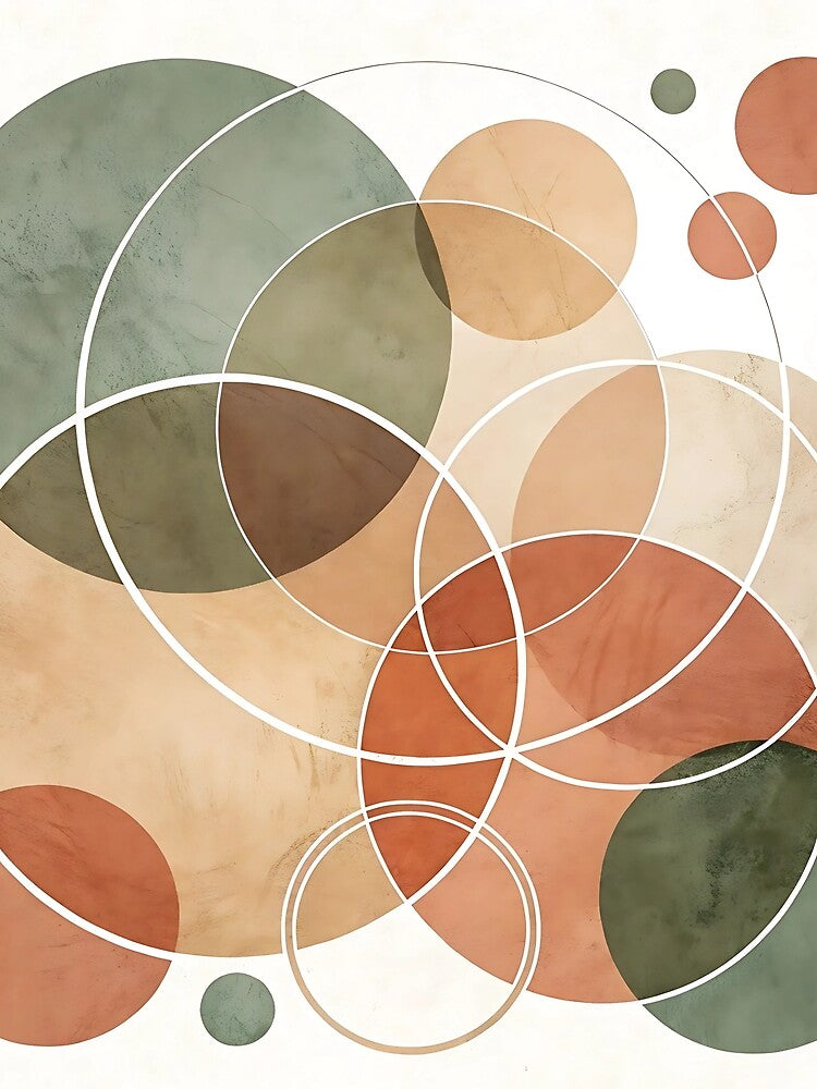 Overlapping Earthy Circles – Minimal Abstract Art by zaina.sho