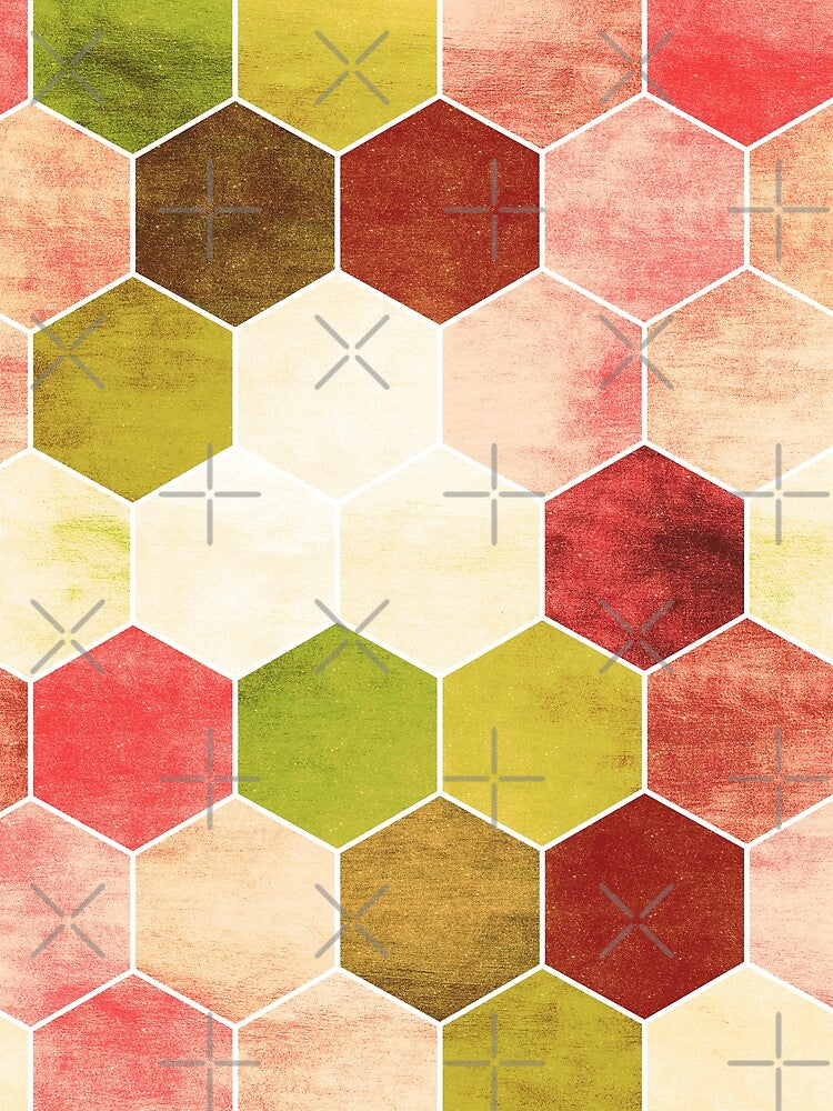 Honeycombs Stone Effect - Modern Pastel Hexagon Geometric by K Design Store