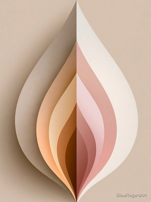 Abstract Beige & Blush Leaf Shape | Modern Minimalist Art by SlowRegardArt