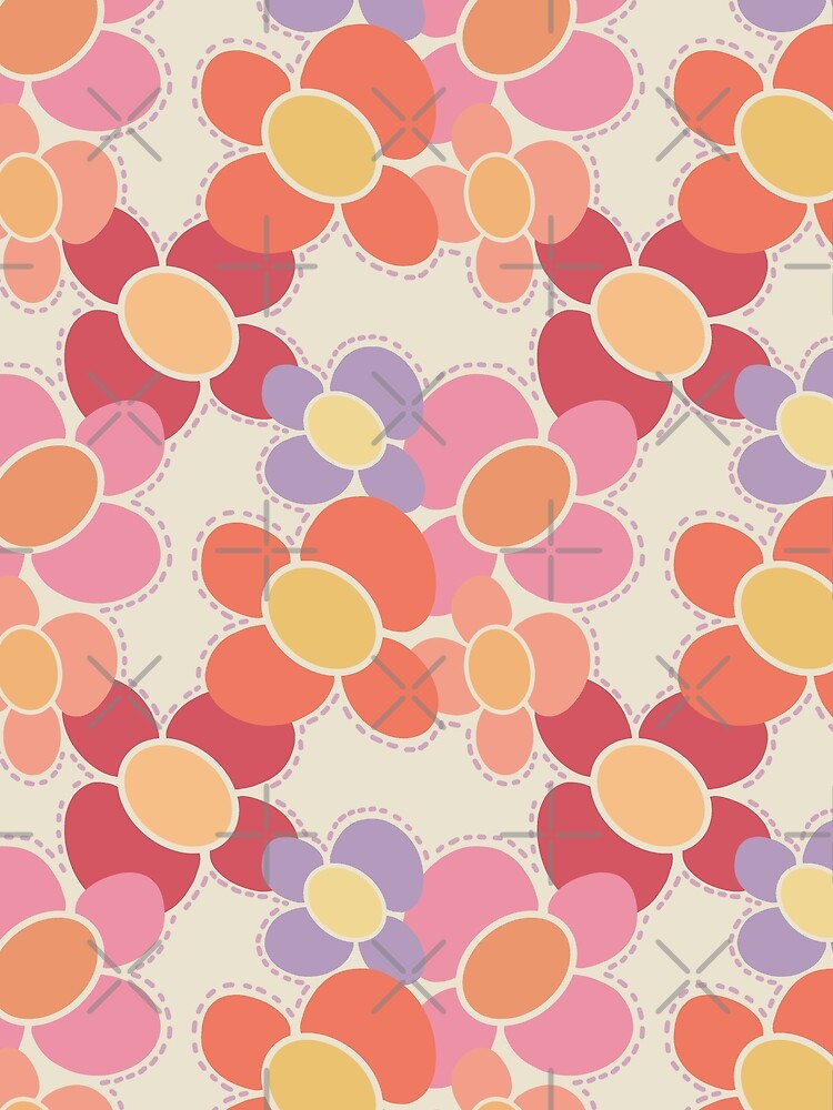 Retro Floral Surface Pattern Pink Orange Purple Red by scorpiolane