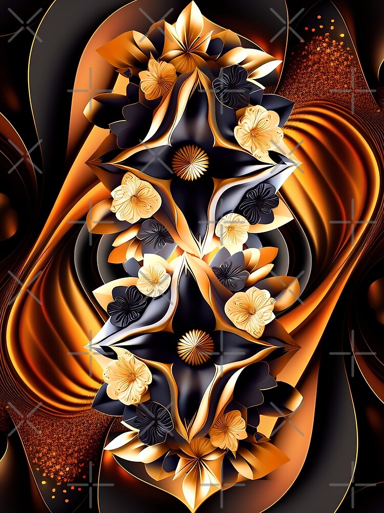 Luxury Golden Floral Abstract rich colors art by SyanArt Unisex , , , Long Sleeve Tee