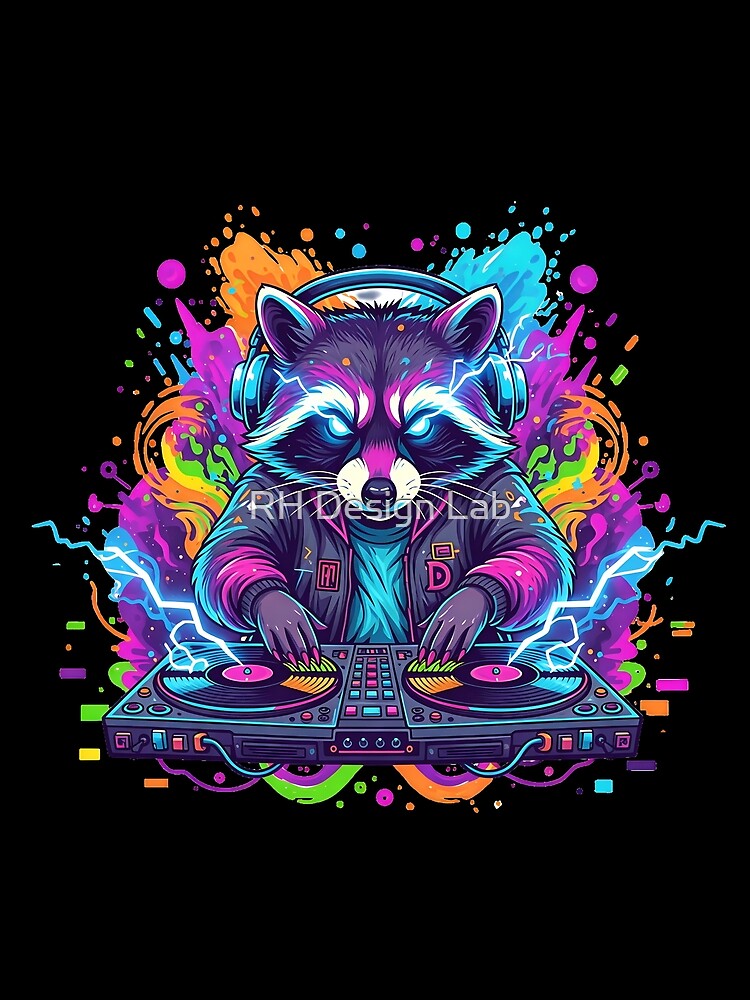 DJ Raccoon by RH Design Lab Unisex , , , Long Sleeve Tee