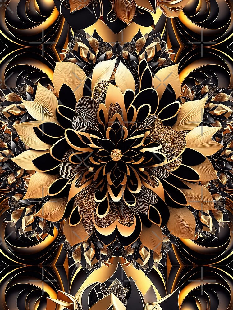 Elegant Luxury Golden Floral Abstract Art by SyanArt Unisex , , , Long Sleeve Tee