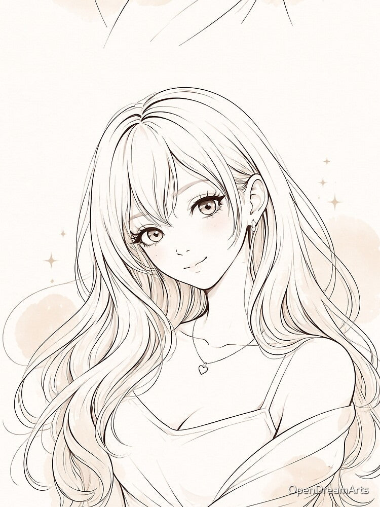 Minimal Line Art Woman – Elegant Modern Portrait Print by OpenDreamArts