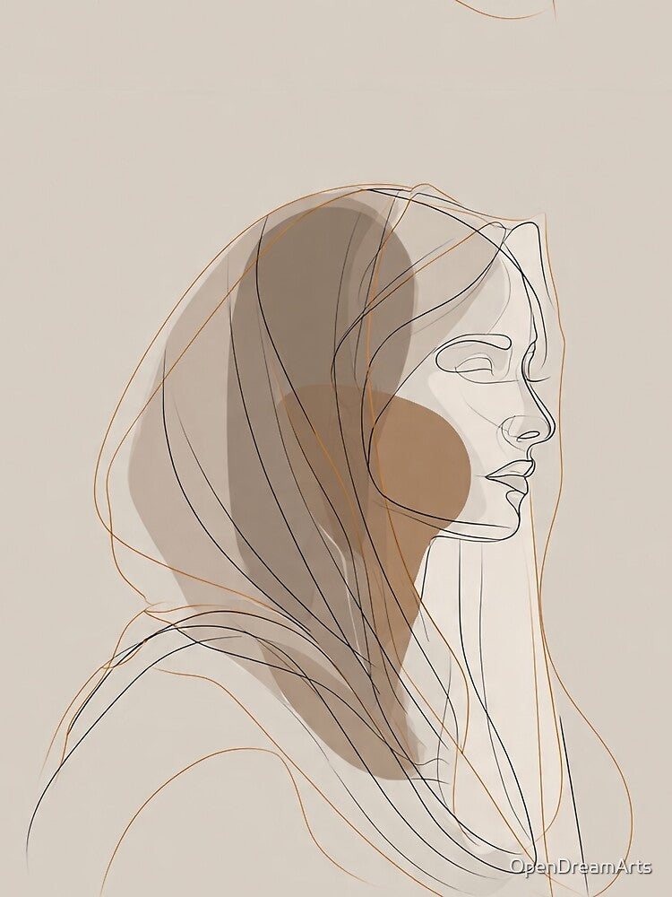 Elegant Village Beauty - Neutral Boho Minimalist Art by OpenDreamArts