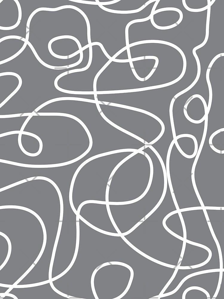 Doodle Line Art Pattern | White on Gray by itsjensworld