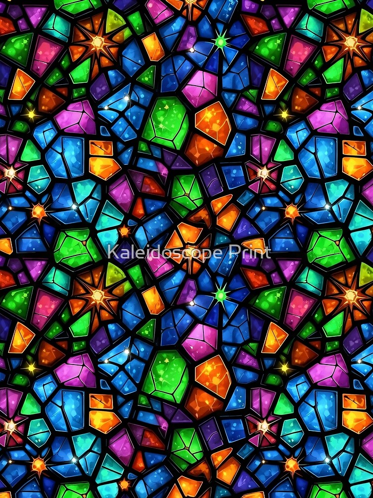 Neon Stained Glass Mosaic by Kaleidoscope Print