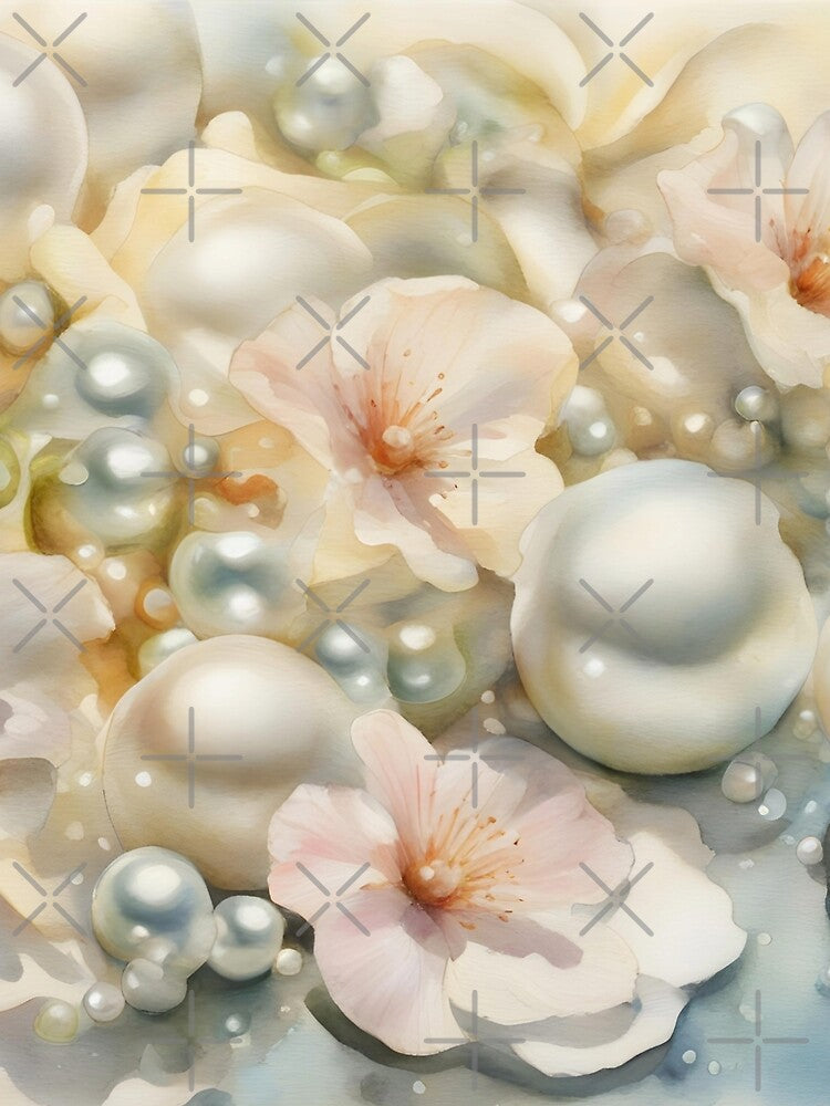 Pearls, Flowers and Waters by CalmnessbyChoice Unisex , , , Long Sleeve Tee