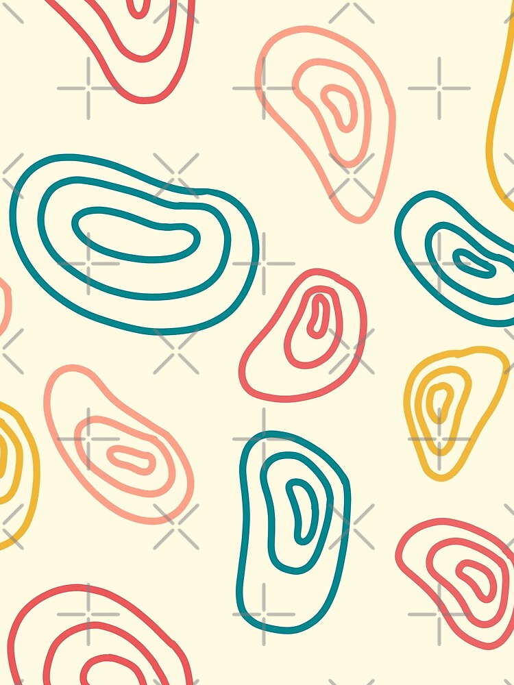 Mid Century Organic Shapes Lines with Retro Colors Pattern by trajeado14