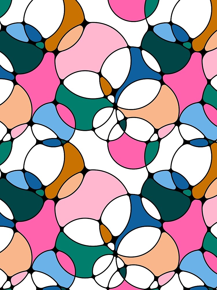 Neurographic Joy Abstract Overlapping Shapes Pink Blue Green Peach by thecolorbirdie