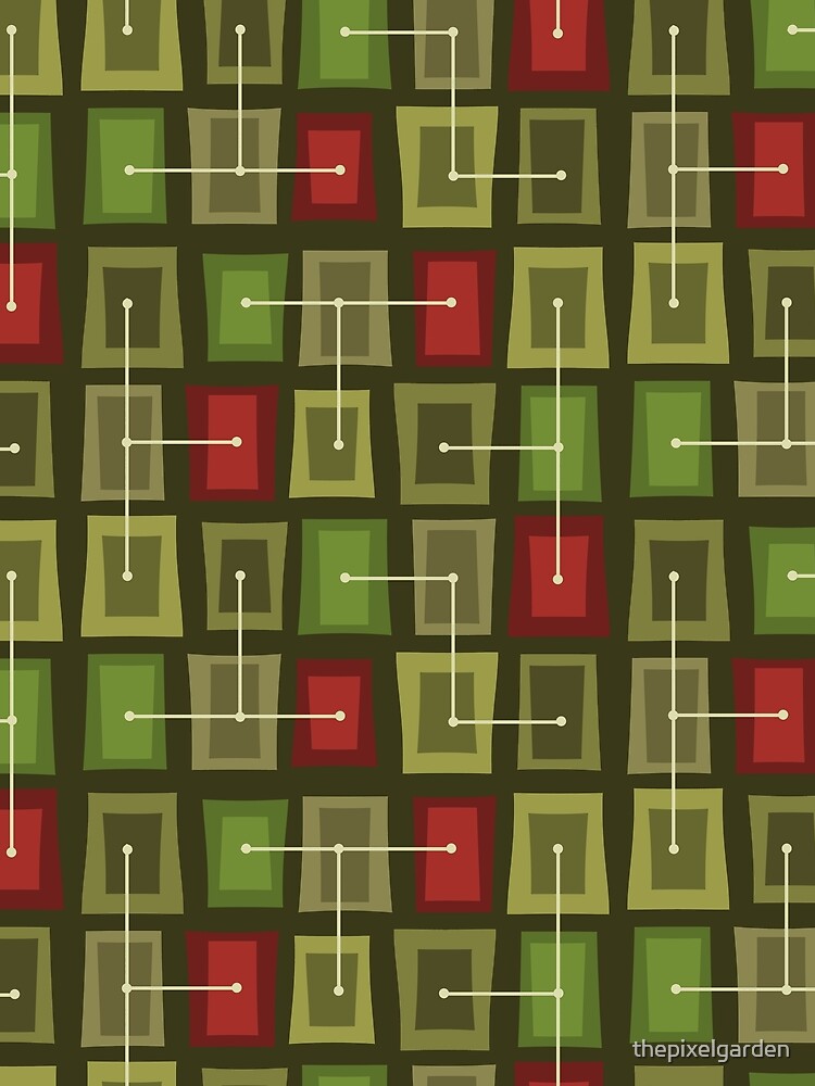 Wonky Doors Smaller Ocean Olive Green Red by thepixelgarden