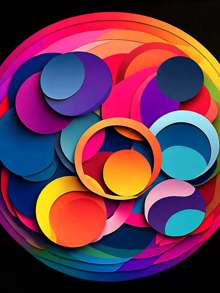 Multicolored overlapping circles with rainbow hues for a playful leggings by Tchoice