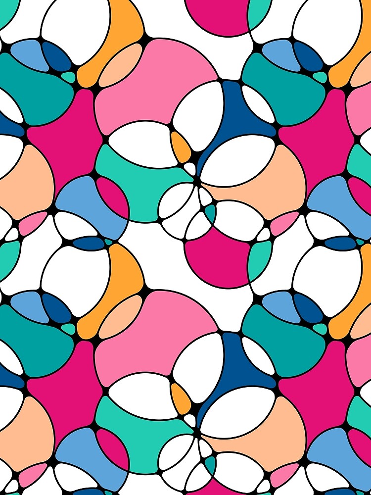 Neurographic Joy Abstract Overlapping Shapes Pink Blue Peach Teal by thecolorbirdie
