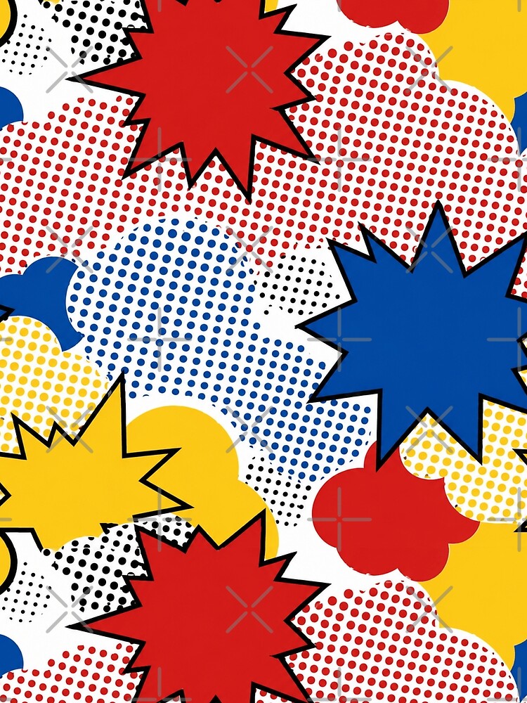 Pop Art Comic Dots Retro Seamless Pattern Print by Inkworksbyshery Unisex , , , Long Sleeve Tee