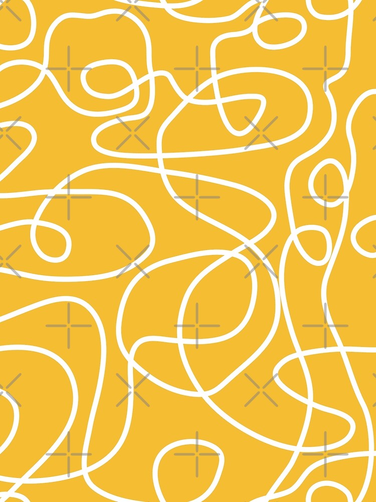 Doodle Line Art Pattern | White on Mustard Yellow by itsjensworld