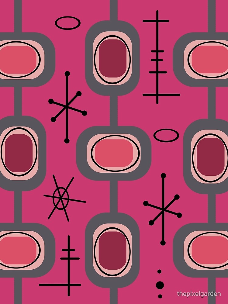 Space Age Geometric Art Hot Pink by thepixelgarden