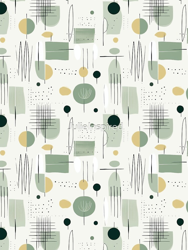 Sage Green Mid Century Modern Minimal Abstract by JulieInspired