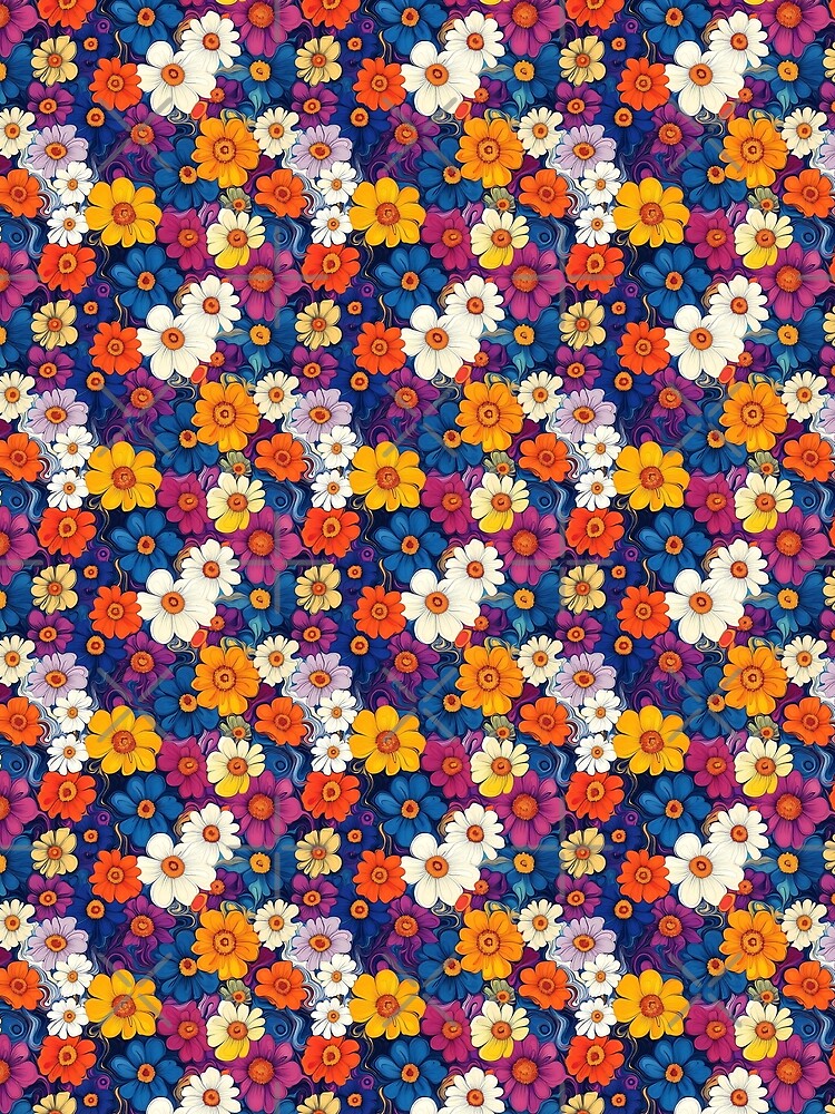 Vibrant Psychedelic Floral Seamless Pattern by VoyteksDesigns