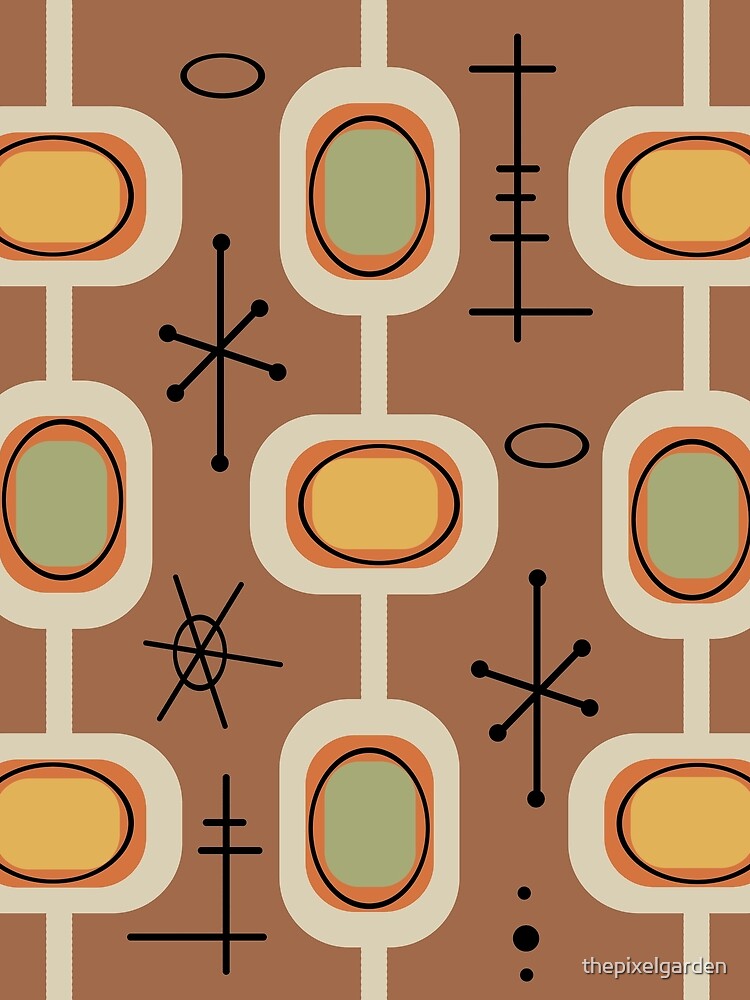 Space Age Geometric Art Multicolored Brown by thepixelgarden