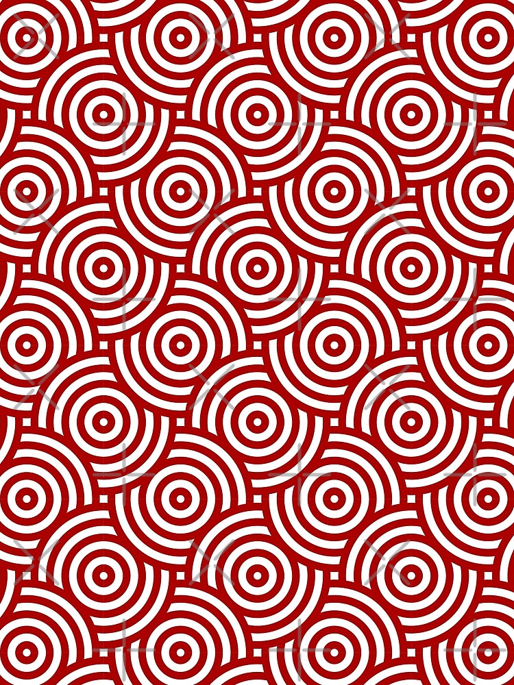 Red and white intersecting repeating circles pattern. by TashaVector