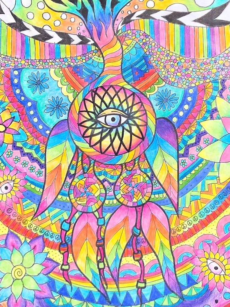 Trippy Psychedelic Dream Catcher Colorful Design by EDesrosierArt