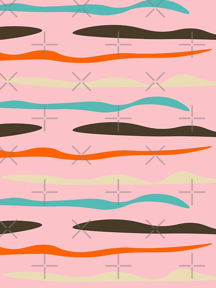 Mid Mod Waves Lines Pink by susycosta