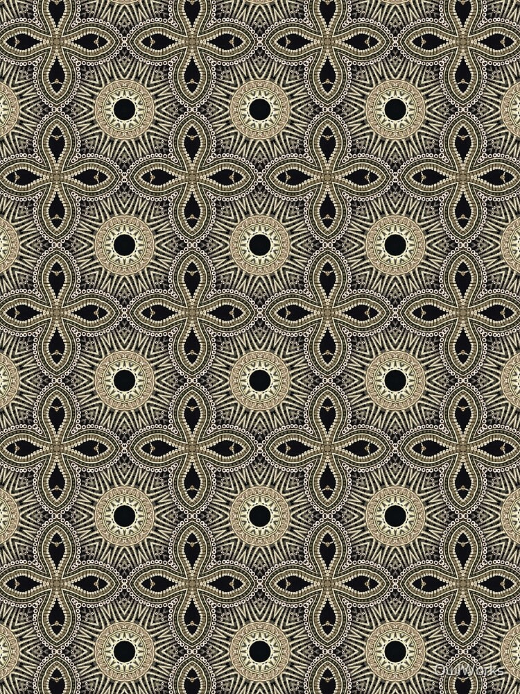 Classic symmetrical pattern olive green and biege Arabic style earthy tones - Patterns by OwlWorks