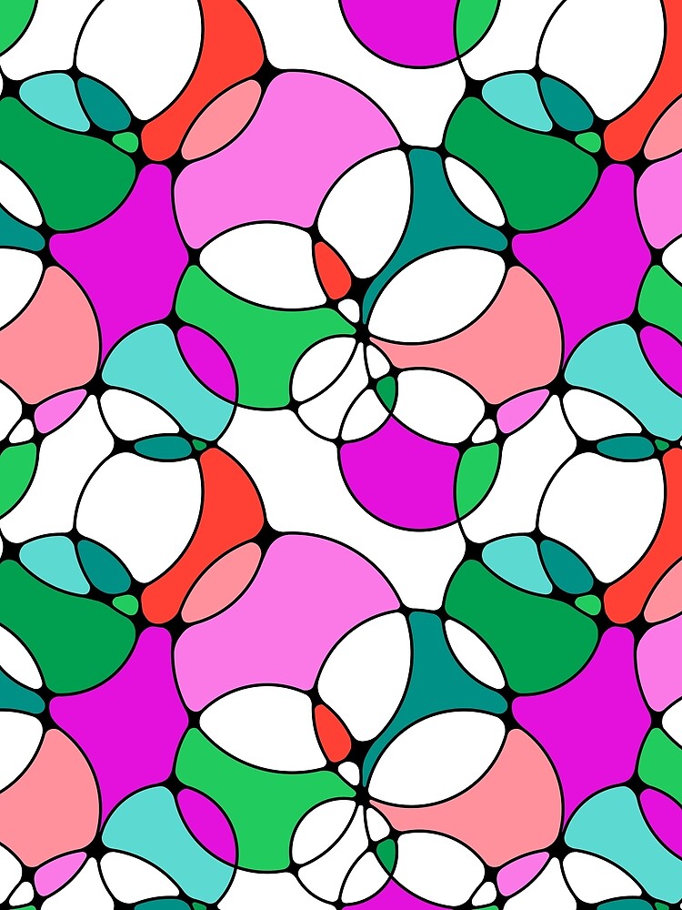 Neurographic Joy Abstract Overlapping Shapes Magenta Peach Green Red by thecolorbirdie