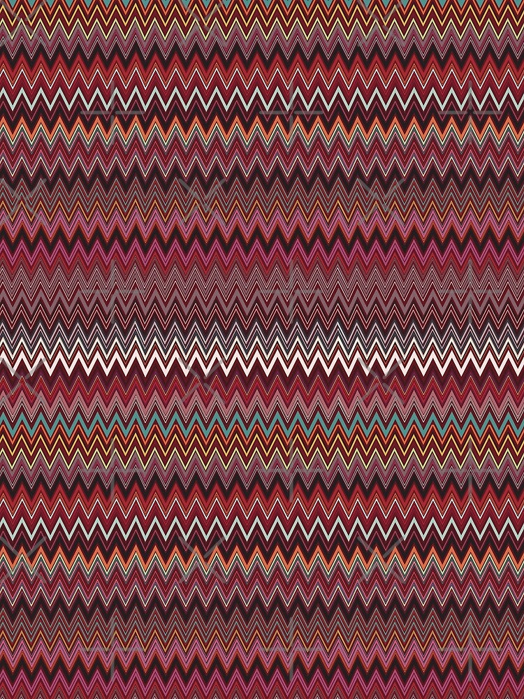 Missoni textile vector seamless repeat pattern red by Retro Street Studios