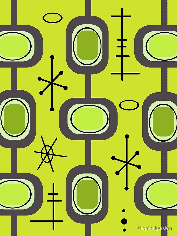 Space Age Geometric Art Chartreuse by thepixelgarden