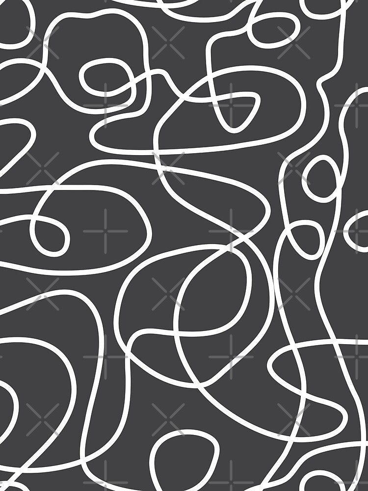 Doodle Line Art Pattern | White on Graphite by itsjensworld