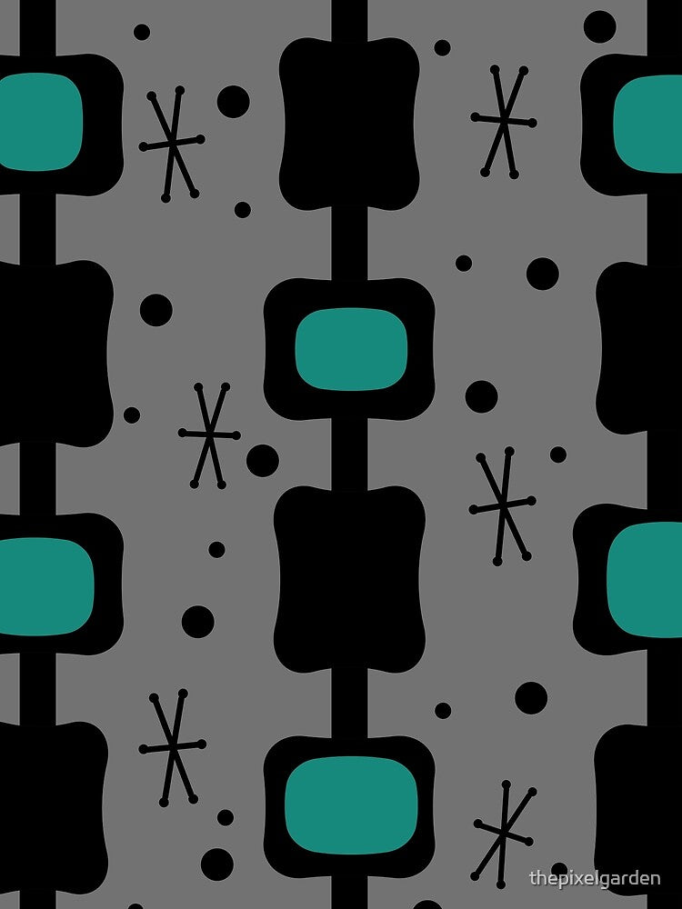 Retro Mid Mod Columns Boxes Teal by thepixelgarden