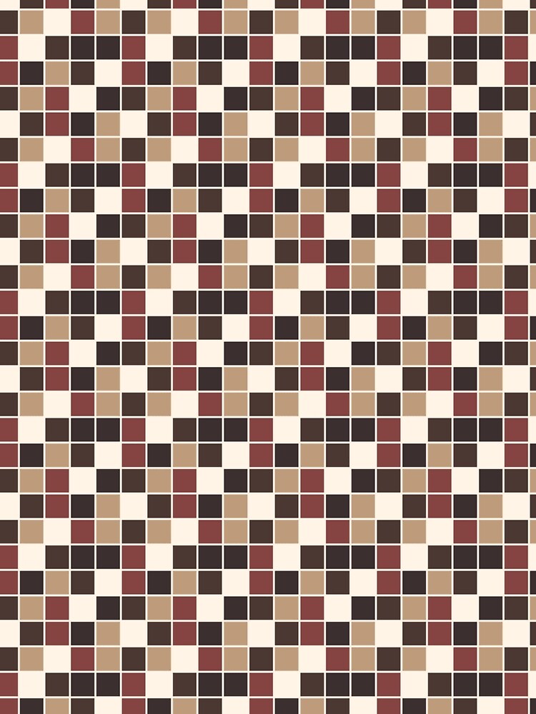 Earth Tone Pixel Checkerboard Pattern – Brown, Beige & Maroon Grid by larissa-myrie