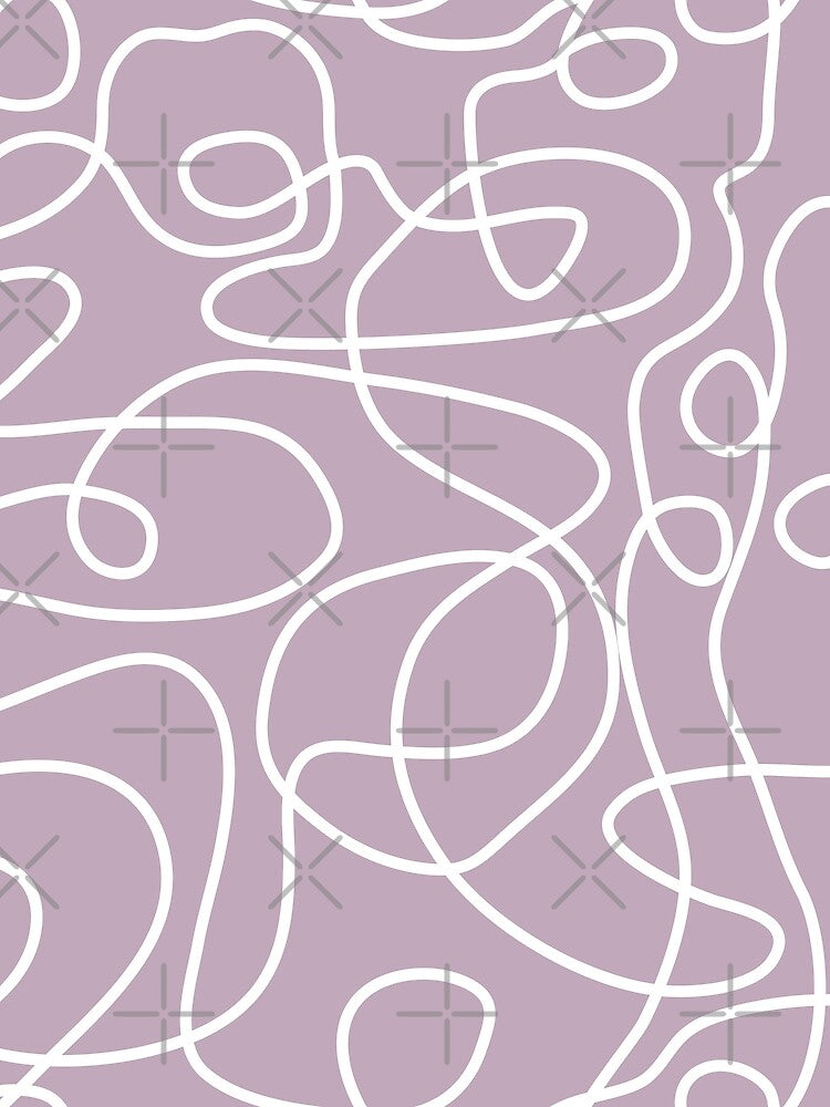 Doodle Line Art Pattern | White on Mauve by itsjensworld