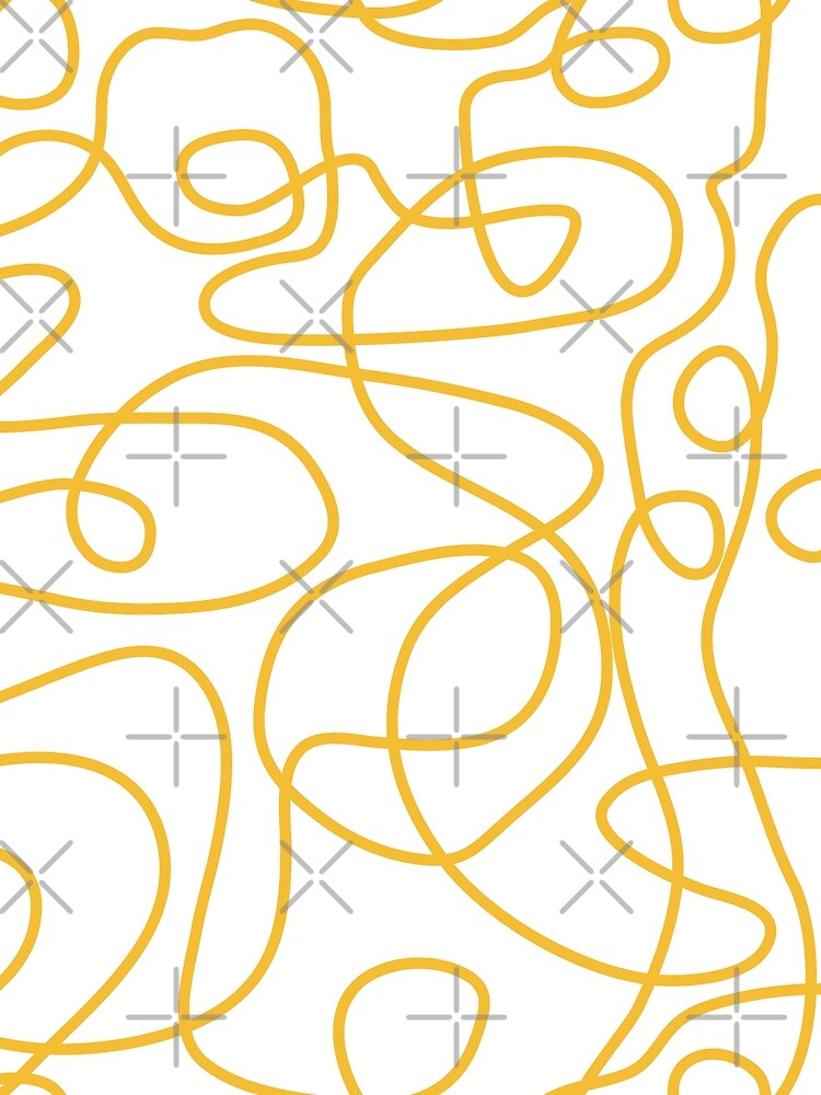 Doodle Line Art Pattern | Mustard Yellow on White by itsjensworld