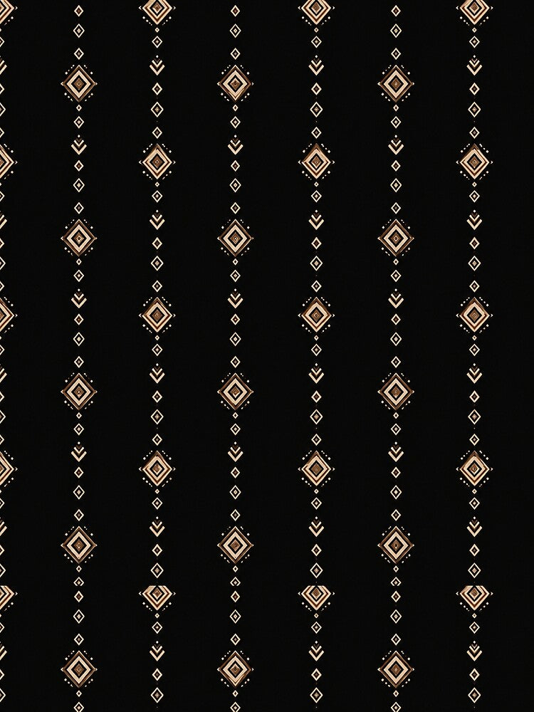 Tribal Geometric Pattern – Earth Tone Ethnic Diamonds on Black by CozyScribble