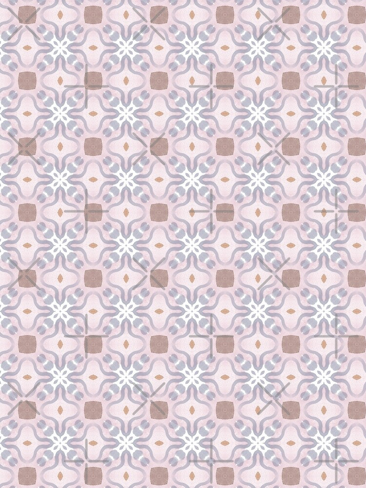 Neutral Boho Watercolor Pattern 2 Pink, Blue And Brown by QuestingPixel