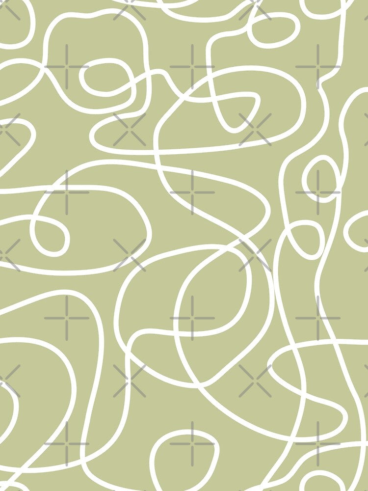 Doodle Line Art Pattern | White on Pale Pistachio by itsjensworld