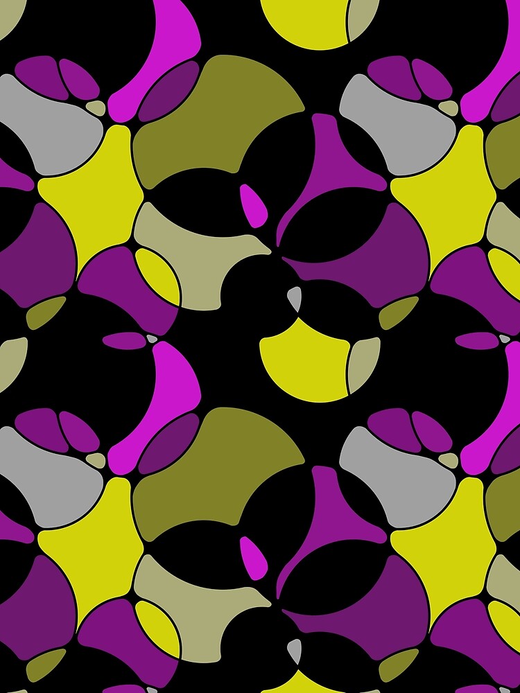 Neurographic Joy Abstract Overlapping Shapes Magenta Lemon Yellow Purple Black by thecolorbirdie