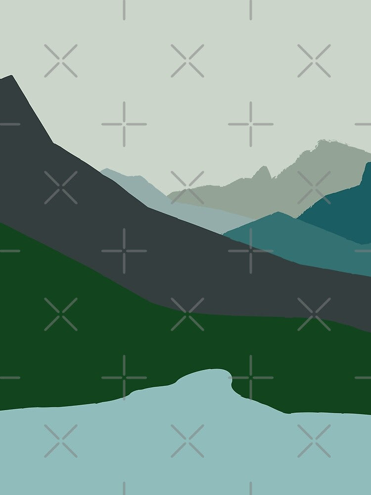Abstract Landscape Art – Minimalist Mountain Scene No 5 by Fun Funky Designs